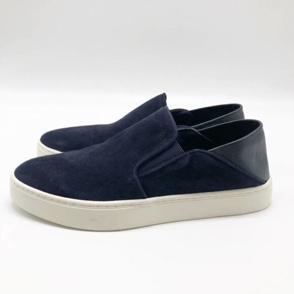 VINCE Garvey Blue Slip-On Suede & Leather Sneakers  - Picture 5 of 10